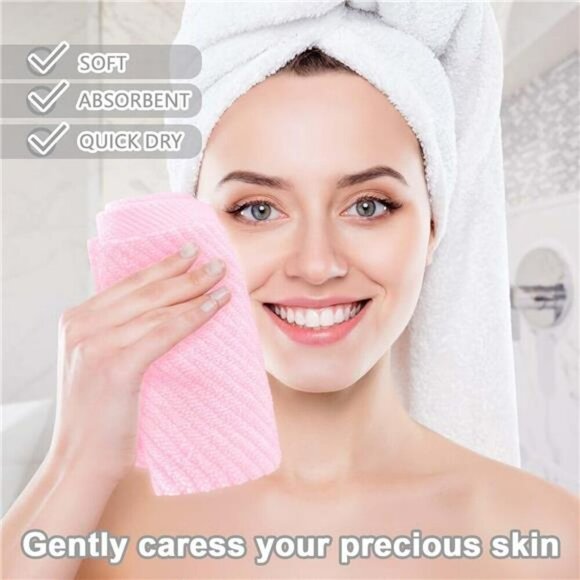 Cotton Washcloth Set Soft Quick Dry Face Towels Baby Pink Bathroom Gift 6pc - Picture 4 of 7